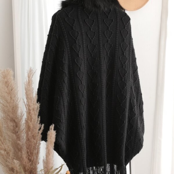 Classic Dusty Pink Vegan Fur Tassel Hem Open Front Cardigan Luxe - Picture 10 of 11